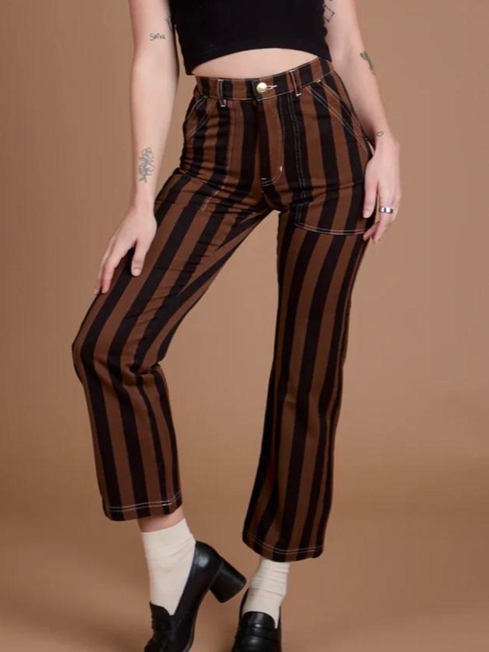 Big Bud Press black and brown striped work pants - large petite